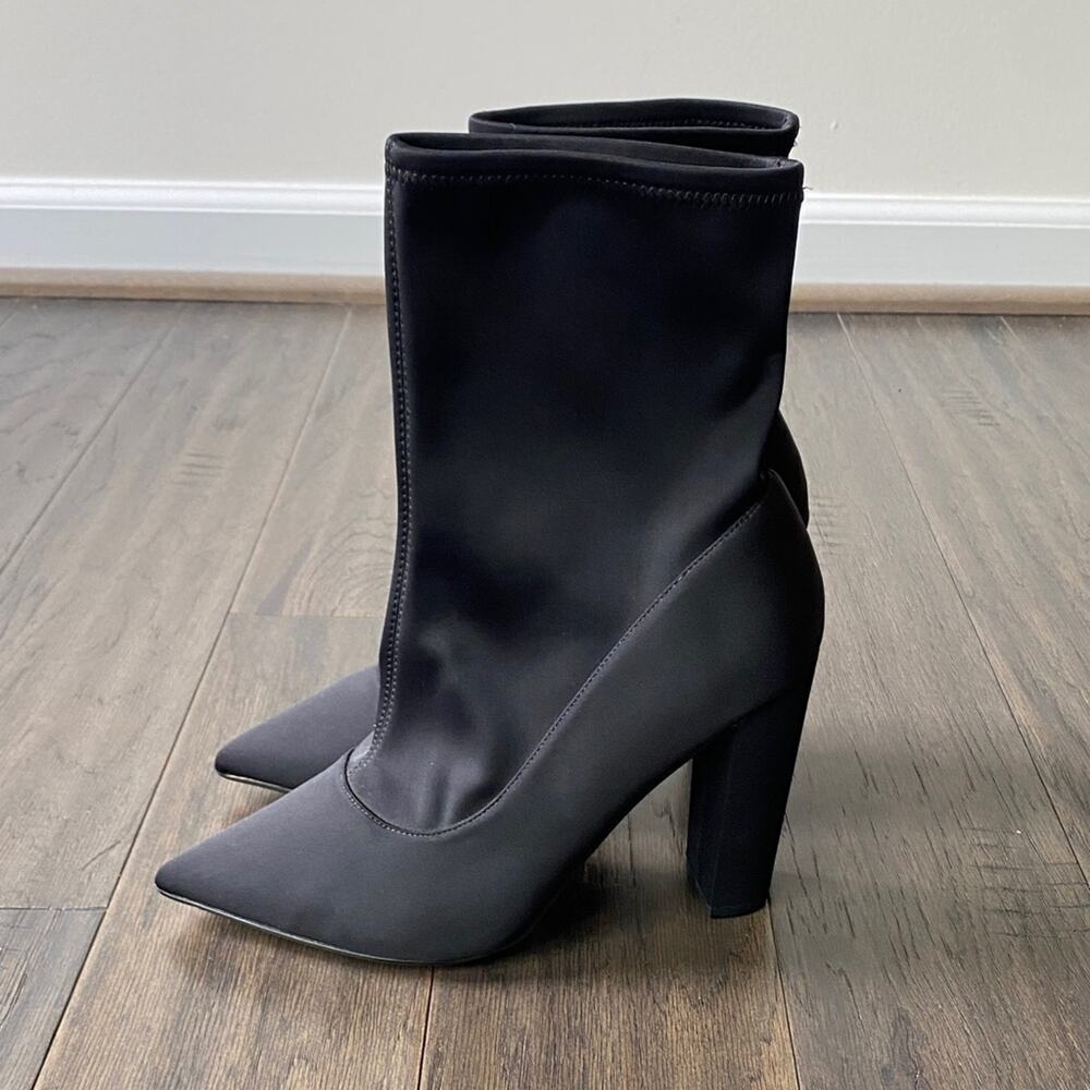 ASOS Sock Boot Womens Sz 6 Black Stretch Heeled Pointed Toe